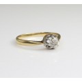 vechi inel solitaire, diamant natural 0.48 ct. Franta cca. 1900